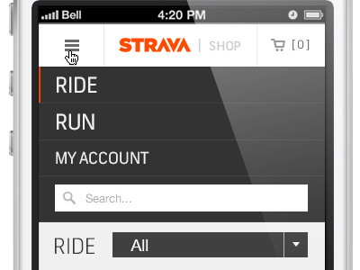 Strava Shop Mobile Mock flat ui iphone mobile mobile web photoshop strava