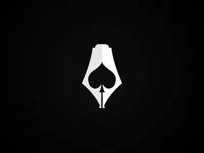 Poker Dictionary logo mark black dictionary logo mark negative space pen poker simple white