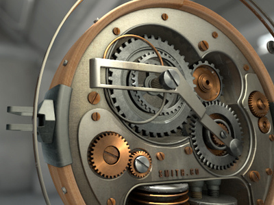Reel open 3d cinema clock concept design gear motion