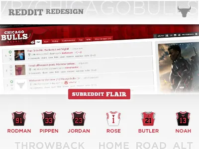 /r/ChicagoBulls redesign black bulls flair icons red reddit redesign white