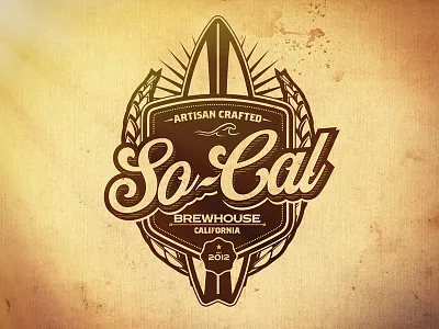 So Cal banner beer brewery brewing crest gold label packaging scroll seal socal vintage