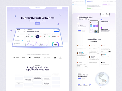 AstroNote - Note-Taking Tools AI ai note taking ai tool design inspiration design trends digital notes modern note ai generator note app note taking productivity saas smart notes startup task management time tracking to do list ui ux uiux design