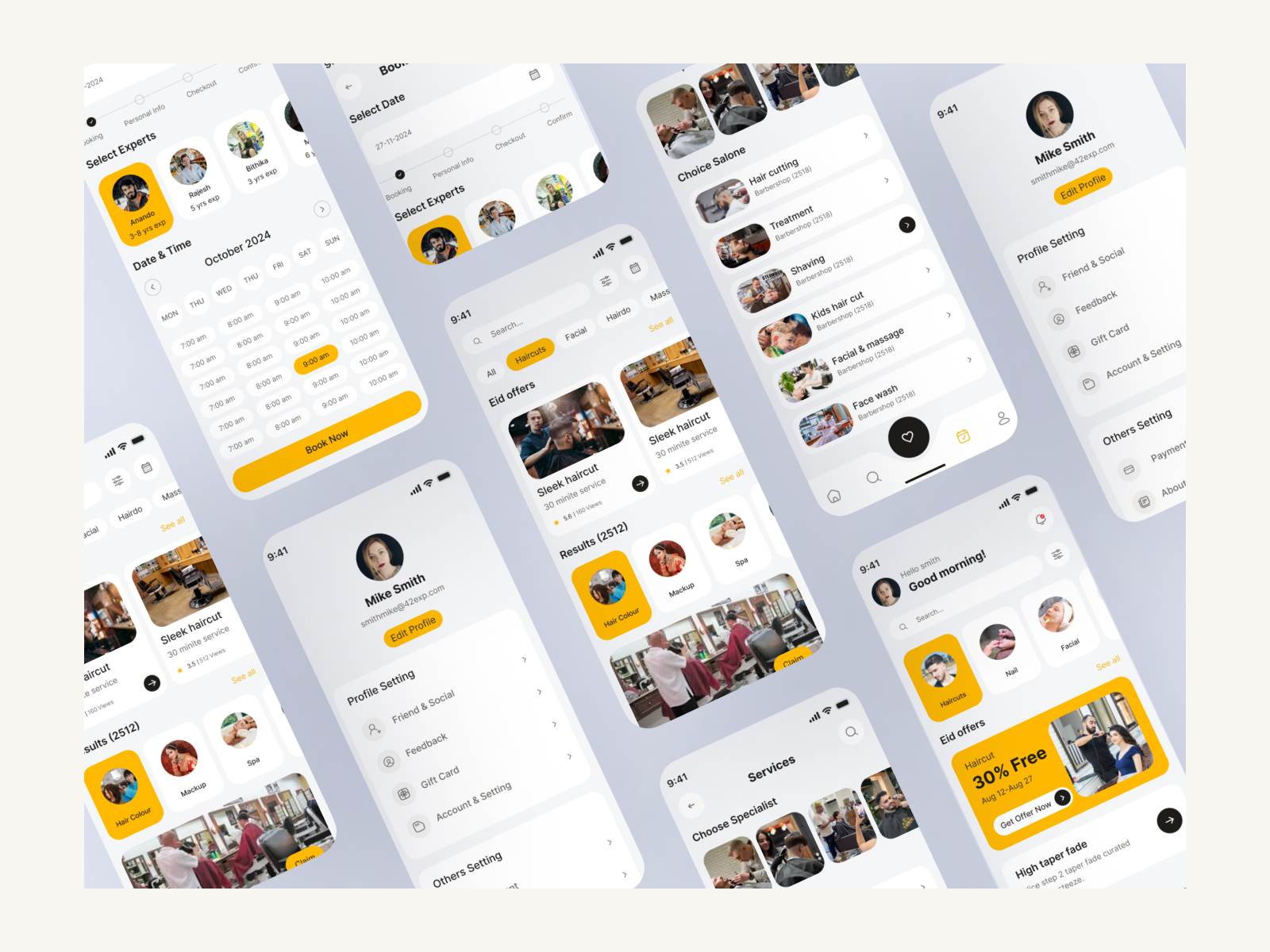 Barber Salon Booking Mobile App by UIX Maruf Hossen on Dribbble