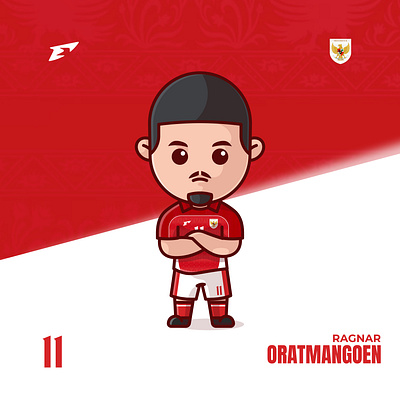 Ragnar Oratmangoen Cute Cartoon 🇮🇩 cartoon characterdesign cute cute character cutecartoon football illustration indonesian football jersey timnas mascot player ragnar oratmangoen timnas vector