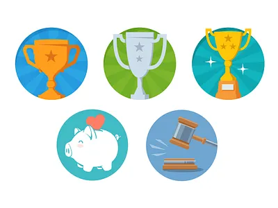 Badges auction bronze charity cup gold piggie silver