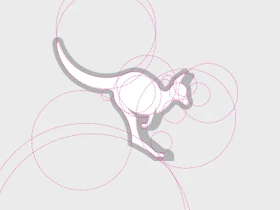 Kangaroo with details construction ears geometry guide lines illustration jump kangaroo process sketch tail