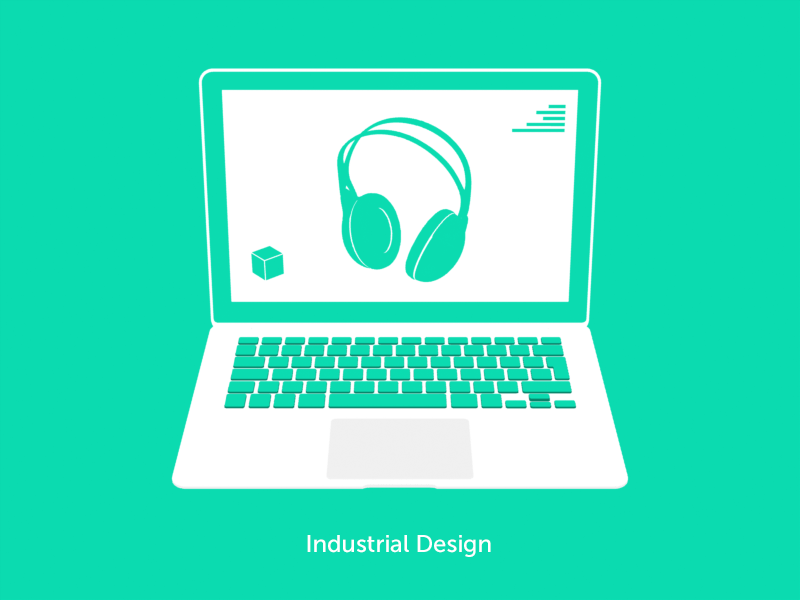 Industrial Design animation headphones laptop