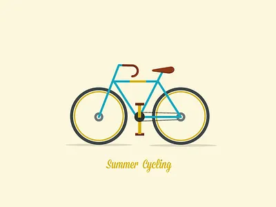 Summer Cycling bicycle bike flat illustrator minimal minimalism outline simple summer vector