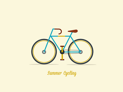 Summer Cycling bicycle bike flat illustrator minimal minimalism outline simple summer vector