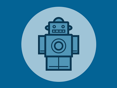Robot blue flat icon illustration minimalist robot
