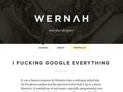 Shot #1118292 adobe garamond blog fucking gotham journal responsive wernah wordpress