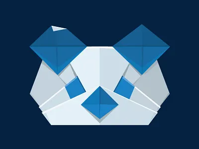 Origami Panda blue cute fold geometric illustration nji media origami panda paper poly vector