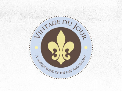 VdJ Logo brand circle fleur de lis logo mark soft vector vintage