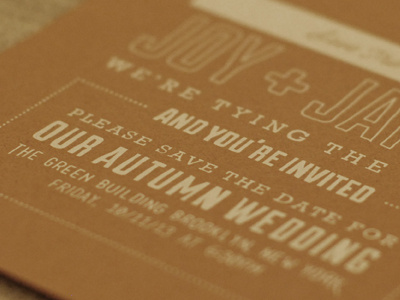 James & Joy save the date silkscreen wedding