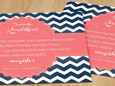 Graduation Announcement announcement chevron coral graduation invitation navy print zig zag