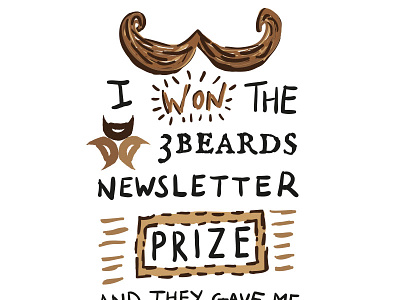 3beards Prize T-Shirt beard beards brown illustration moustache tablet wacom