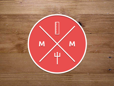 A sticker cross logo red ruler sticker trident