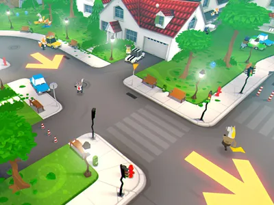 CATDAMMIT! Downtown animals catdammit downtown free game green house indie screenshot street town trees