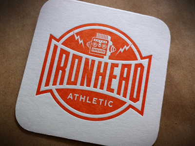 Letterpress Logo Coaster #3 athletic coaster custom ironhead lettering letterpress logo typography