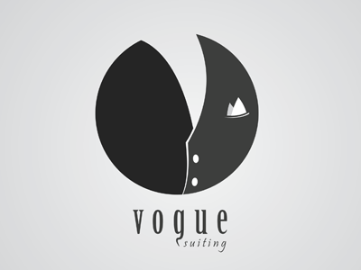 Vogue Suiting black and white grey logo suit suiting vogue