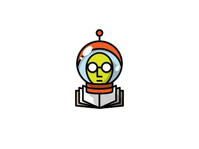 Science Fiction Author astronaut author book helmet icon illustration monoweight space spot illustration writer