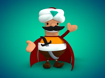 Otto 3d character cinema4d design draft low polygon ottoman padisah