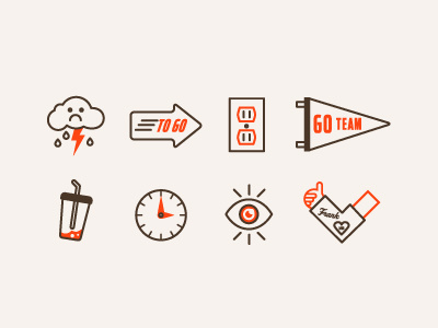 Rando' Icons arrow cast clock cloud drink eye pennant rain