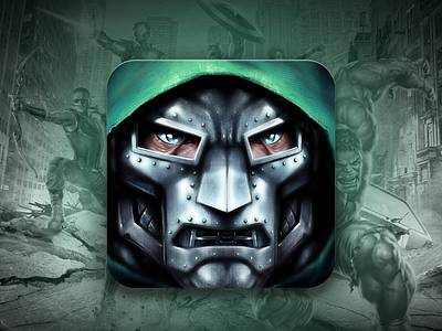 Dr. Doom app icon dr. doom ios icon marvel metal texture superhero