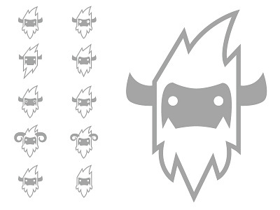 yeti face logo beard face geometry grey horn line logo monster simple white yeti