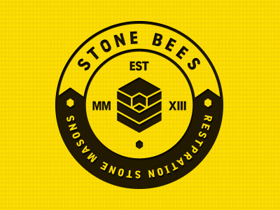 Stone Bees 02 badge bees brand design branding circle identity logo logo design mason spelling errors stone wip