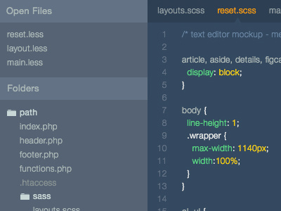 sidebar & code area design flat sidebar ui