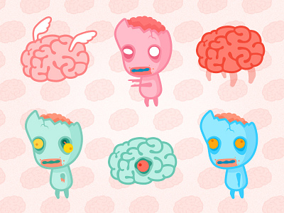 Zombies N Brains! brain brains characters cute flat flying fun metroid wings zombie zombies