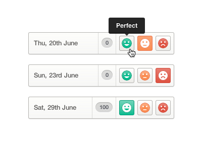 Voting buttons clean days faces simple tooltip ui ux vote voting