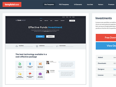 TemplateBase Preview design flat flat ui free photoshop template ui ui design ux design website