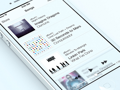 Music player iOS 7 Style albums app covers icon interface ios ios7 iphone music songs ui