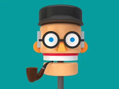 Oldman 3d animation c4d man old shapes simple