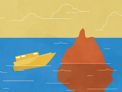 Iceberg blue boat iceberg illustration ocean ship