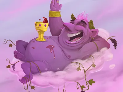 Dionysus cloud dave armstrong dionysus drink drunk god grapes greek illustration mythology pink wine