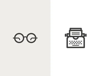 Glasses & Typewriter byliner eyeglasses flat glasses icon illustration line illustration typewriter