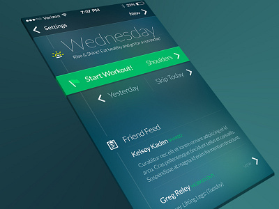 GYMApp 2 Home 7 app arrow blue cssiphone fitness green gym ios iphone mobile ui