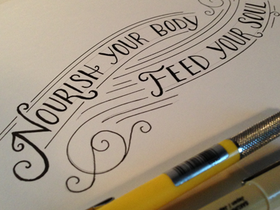 Nourish Tagline Sketch hand drawn type lettering sketch