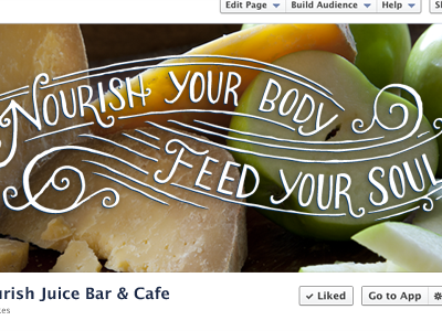 Nourish Tagline FB Cover branding hand drawn type lettering