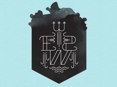 EarthSeaWarrior blue crest emblem logo logotype monogram watercolor