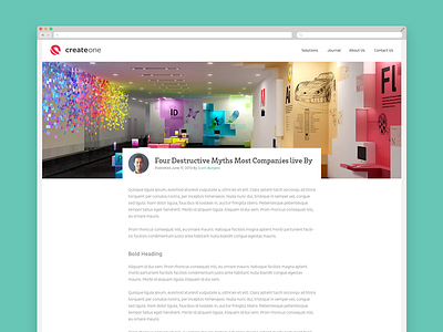 CreateOne Article article flat focus lab full screen journal minimal post web design website