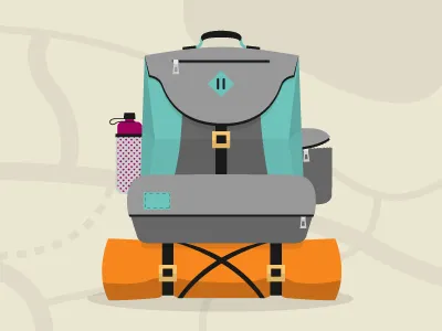 Grizzly Backpack backpack camping flat grizzly hiking illustration outdoors san diego