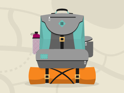 Grizzly Backpack backpack camping flat grizzly hiking illustration outdoors san diego