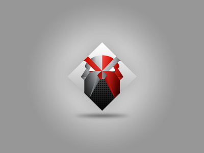 A bulldog and a guardian black gradients logo red square