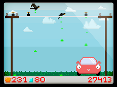 Poopie Car Game 8bit app birds car illustration poop red sprite