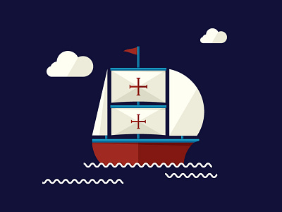 Christopher Columbus Icon boat christopher columbus ocean sailing ship sydney goldstein travel vector water