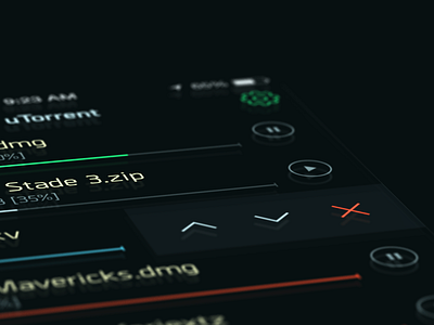 uTorrent iOS 9 close download flat ios 9 ios9 iphone neon progress bar sci fi torrent ui